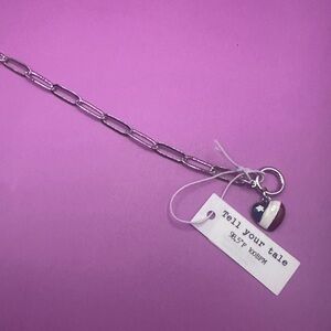 Tell Your Tale 98.5°F  Paperclip Chain Bracelet with Heart Charm 7" NWT